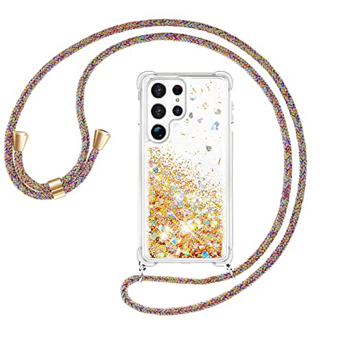 Kaply Handykette Hülle Case Flüssig Bewegende Treibsand Glitter kompatibel mit Samsung Galaxy S22 Ultra Liquid Cover - Handy-Kette Handy Handyhülle mit Kordel Umhängen -Band Halsband Lanyard/Necklace Kaply Handykette Hülle Case Flüssig Bewegende Treibsand Glitter kompatibel mit Samsung Galaxy S22 Ultra Liquid Cover - Handy-Kette Handy Handyhülle mit Kordel Umhängen -Band Halsband Lanyard/Necklace von Kaply