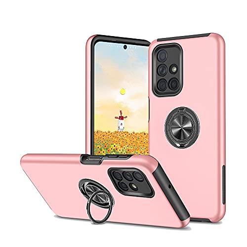 Kaply Ring Handyhülle kompatibel mit Samsung Galaxy A51(4G) Hülle, TPU + PC Bumper Kickstand Cover mit 360-Grad Finger-Halter für magnetische KFZ-Halterung Schutzhülle Handy-Tasche Etui,Roségold von Kaply