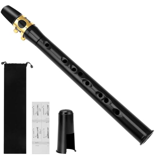 Kapmore 8-Loch Taschensaxophon Kit - C Key Mini Saxophon, Holzblasinstrument für Anfänger, ABS Praxis Altsaxophon mit Mundstück, Rohrblatt, Deckel, Grifftabelle, Tragetasche von Kapmore