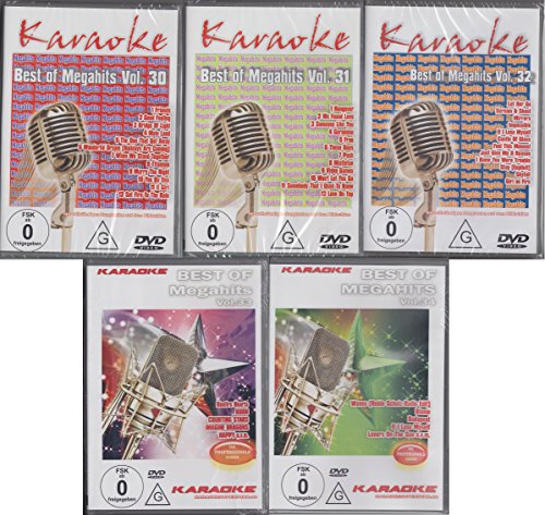5 Megahits Karaoke Sparset - Best of Megahits Vol. 30 bis 34 - 5 DVDs im Sparset von Karaokesuperstar.de