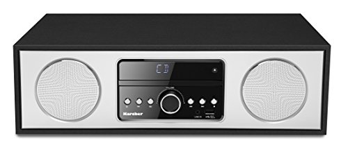 Karcher DAB 4500CD - Stereo Digitalradio (Kompaktanlage mit CD-Player, Bluetooth, UKW / DAB+ Radio, Musikanlage, USB, Wecker, 30 Watt Lautsprecher, Fernbedienung, elegantes Holzgehäuse, schwarz) von Karcher