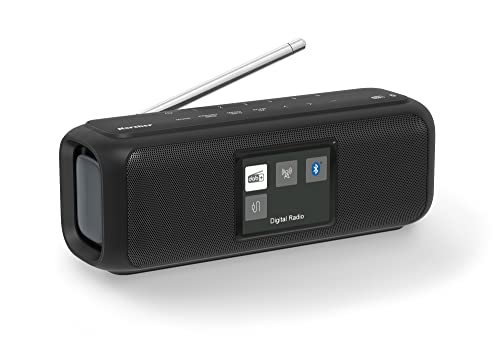 Karcher DAB Go tragbarer Bluetooth Lautsprecher & Digitalradio DAB+ / UKW Radio mit 2, 4" Farbdisplay/Wecker / 5 Watt Stereo-Sound/USB-C/Akku, Schwarz von Karcher