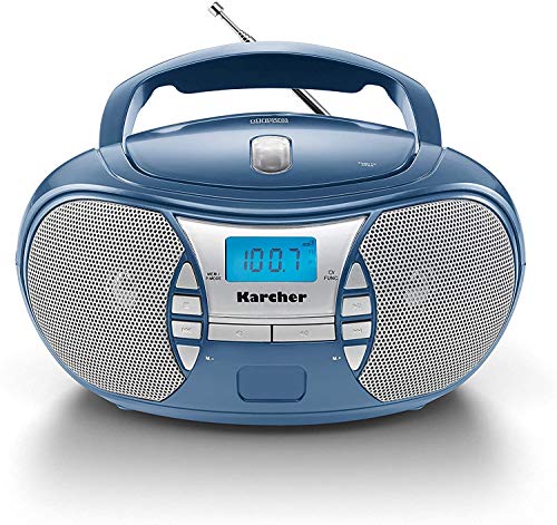 Karcher RR 5025-C tragbares CD Radio (CD-Player, Boomboxen, UKW Radio, Batterie/Netzbetrieb, AUX-In) blau von Karcher