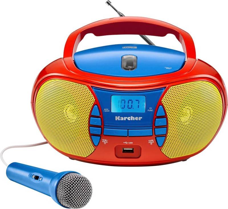 Karcher RR 5026 Boombox (FM-Tuner, UKW mit RDS, 2,4 W, CD-Player, USB Anschluss, Kopfhöreranschluss, Mikrofon) von Karcher