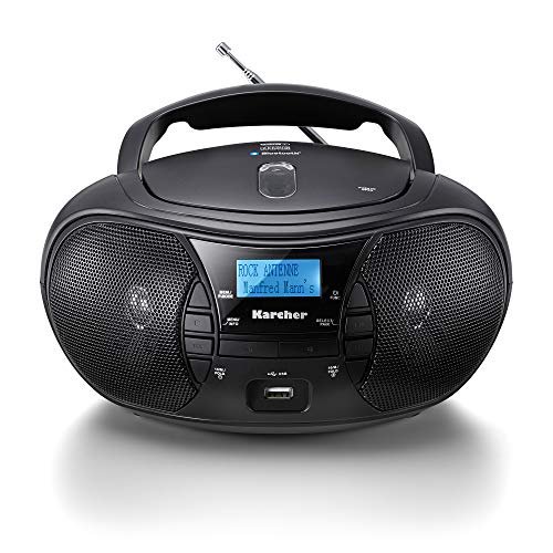 Karcher RR 5028D tragbares CD Radio (CD-Player, DAB+ Radio, Bluetooth, Batterie/Netzbetrieb, USB) schwarz von Karcher