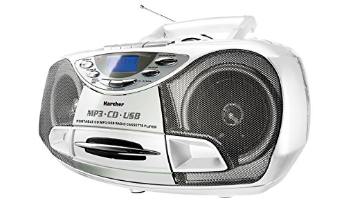Karcher RR 510(N)-W - tragbares CD Radio (CD Player mit Kassette, FM Radio, Boombox, kleiner Kinder CD Spieler, MP3-Player, USB, Stereoanlage, Kompaktanlage, Batterie/Netzbetrieb) von Karcher