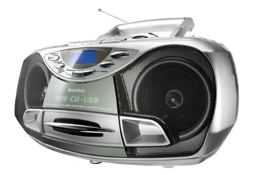 Karcher RR 510(N) - tragbares CD Radio (CD Player mit Kassette, FM Radio, Boombox, kleiner Kinder CD Spieler, MP3-Player, USB, Stereoanlage, Kompaktanlage, Batterie/Netzbetrieb) von Karcher