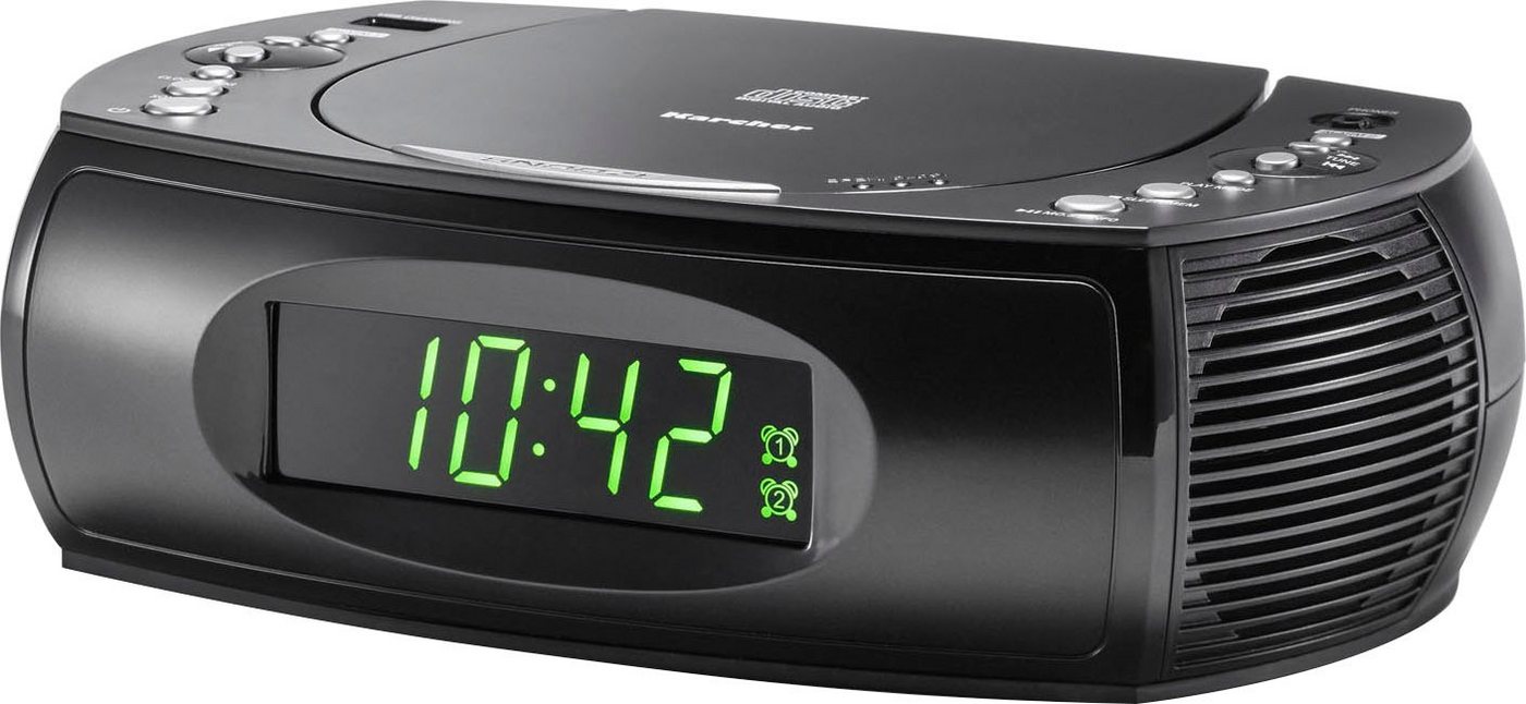 Karcher UR 1308 Uhrenradio (UKW mit RDS, 2 W, Digitaluhr mit Wecker und USB-Ladefunktion, CD-Player, Radiowecker) von Karcher