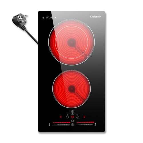 Karienvir Glaskeramikkochfeld 2 Platten, 30cm 3200W, Einbau & Arbeitsplatte Kochfeld, Schieberegler, 220-240V mit Stecker, Sicherheitssperre, Timer, erweiterte Zone Karienvir Glaskeramikkochfeld 2 Platten, 30cm 3200W, Einbau & Arbeitsplatte Kochfeld, Schieberegler, 220-240V mit Stecker, Sicherheitssperre, Timer, erweiterte Zone von Karienvir