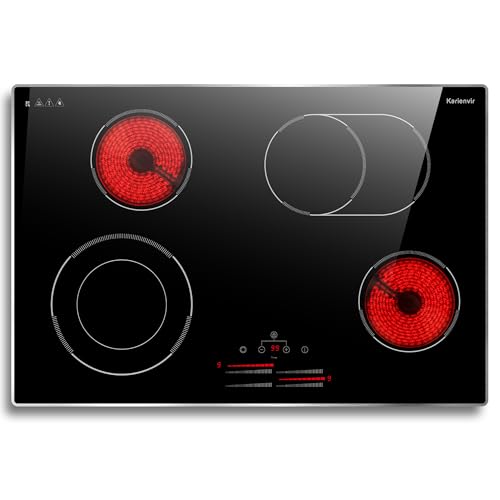 Karienvir Glaskeramikkochfeld 77cm 6800W 4 Platten, Keramikkochfeld mit Schieberegler, Elektrokochfeld Eingebaut, Doppelter Ring Zone, 9 Heizstufen,Sicherheitsschloss, Timer Karienvir Glaskeramikkochfeld 77cm 6800W 4 Platten, Keramikkochfeld mit Schieberegler, Elektrokochfeld Eingebaut, Doppelter Ring Zone, 9 Heizstufen,Sicherheitsschloss, Timer von Karienvir