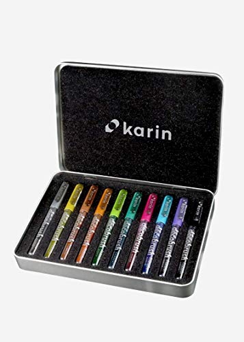 KARIN DecoBrush Metallic 10 pcs. set KARIN DecoBrush Metallic 10 Stück Transparenter Körper mit ink-free System, 2,4 ml von Karin