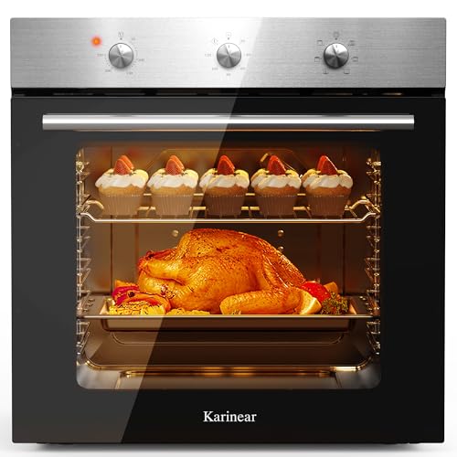 Karinear 60L Einbaubackofen mit Umluft, Backofen einbaugerät mit Knopfsteuerung, 60 x 60 cm, 6 Programmen, 50-250 °C mit Edelstahlplatte, 2200W, mit Stecker Karinear 60L Einbaubackofen mit Umluft, Backofen einbaugerät mit Knopfsteuerung, 60 x 60 cm, 6 Programmen, 50-250 °C mit Edelstahlplatte, 2200W, mit Stecker von Karinear