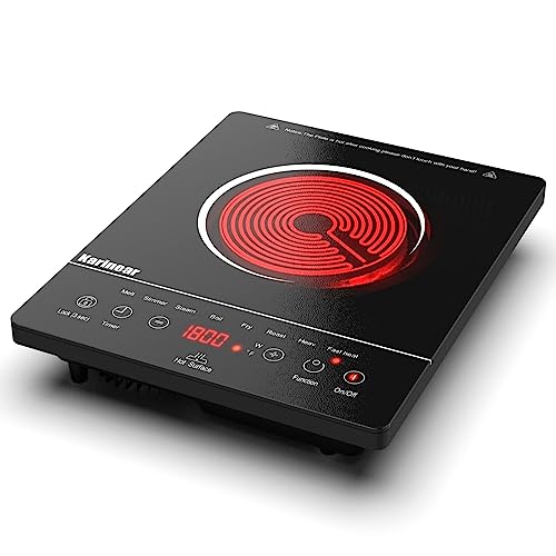 Karinear Glaskeramik Kochfeld 1 Platte Tragbar, 650 °C Max, Keramik Kochfeld Kochplatte 1er Freistehend, 2000W, Herdplatte 1 Kochfelder mit Stecker, Timer, Kindersicherung, Restwärmeanzeige, 220-240V Karinear Glaskeramik Kochfeld 1 Platte Tragbar, 650 °C Max, Keramik Kochfeld Kochplatte 1er Freistehend, 2000W, Herdplatte 1 Kochfelder mit Stecker, Timer, Kindersicherung, Restwärmeanzeige, 220-240V von Karinear