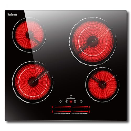 Karinear GlaskeramikKochfeld 60 cm mit Dual-Ring-Kochzonen, Keramikkochfeld 4 Platten mit Slider, Herdplatte 4 Kochfelder mit Kindersicherung, Timer, Touch-Steuerung, 220V-240V, 6600W, Kein Stecker Karinear GlaskeramikKochfeld 60 cm mit Dual-Ring-Kochzonen, Keramikkochfeld 4 Platten mit Slider, Herdplatte 4 Kochfelder mit Kindersicherung, Timer, Touch-Steuerung, 220V-240V, 6600W, Kein Stecker von Karinear