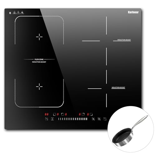 Karinear Induktionsfeld 60cm Flexzonen mit Pfanne, Induktionskochfeld 4 Platten Einbau, Induktion Kochfeld mit Touch-Bedienung, Timer, Kinderverriegelung, 220-240V, 7200W, Keine Stecker Karinear Induktionsfeld 60cm Flexzonen mit Pfanne, Induktionskochfeld 4 Platten Einbau, Induktion Kochfeld mit Touch-Bedienung, Timer, Kinderverriegelung, 220-240V, 7200W, Keine Stecker von Karinear
