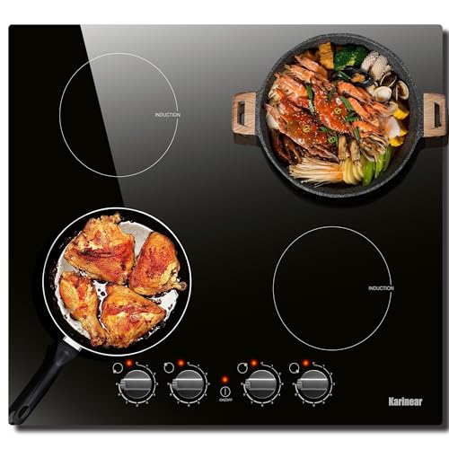 Karinear Induktionskochfeld 60 cm mit Knopf, 7000W, 4-Zonen-Einbaukochfeld, Kochfeld Induktion 4 Platten mit Knopfsteuerung, Restwärmeanzeige, 220-240V, Keine Stecker, Nur einphasiger Stromkreis Karinear Induktionskochfeld 60 cm mit Knopf, 7000W, 4-Zonen-Einbaukochfeld, Kochfeld Induktion 4 Platten mit Knopfsteuerung, Restwärmeanzeige, 220-240V, Keine Stecker, Nur einphasiger Stromkreis von Karinear