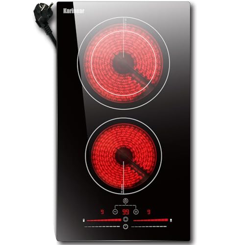 Karinear Keramik-Kochfeld 2 Platten Einbau, Glaskeramikkochfeld 2 Platten, Herdplatte 2 Kochfelder mit Stecker, Berührungssteuerung, Doppelring-Kochzone, Timer, 3200W, 220-240V Karinear Keramik-Kochfeld 2 Platten Einbau, Glaskeramikkochfeld 2 Platten, Herdplatte 2 Kochfelder mit Stecker, Berührungssteuerung, Doppelring-Kochzone, Timer, 3200W, 220-240V von Karinear