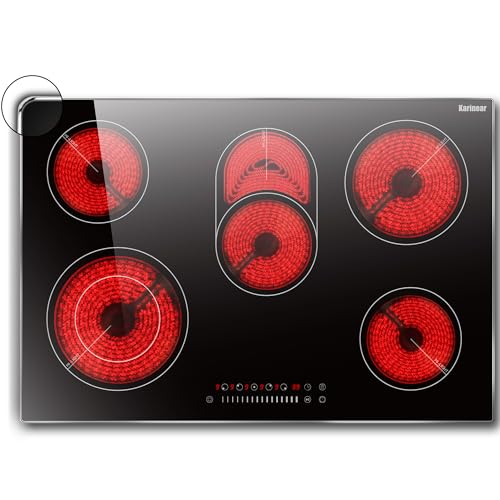 Karinear Glaskeramikkochfeld 5 Platten Einbau, Elektrokochfeld 77 cm mit Slider, Touch-Steuerung, Keramikochfeld 5 Zonen mit Kindersicherung, Timer, Pause & Go, 8400W, 220V-240V, Kein Stecker Karinear Glaskeramikkochfeld 5 Platten Einbau, Elektrokochfeld 77 cm mit Slider, Touch-Steuerung, Keramikochfeld 5 Zonen mit Kindersicherung, Timer, Pause & Go, 8400W, 220V-240V, Kein Stecker von Karinear