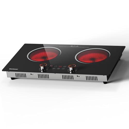 Karinear Keramikkochfeld 2 Platten Tragbar, 650 °C Max, Glaskeramik Kochplatte 2er Freistehend, Herdplatte 2 Kochfelder mit Stecker, Timer, Kindersicherung, Restwärmeanzeige, 220-240V, 3200W Karinear Keramikkochfeld 2 Platten Tragbar, 650 °C Max, Glaskeramik Kochplatte 2er Freistehend, Herdplatte 2 Kochfelder mit Stecker, Timer, Kindersicherung, Restwärmeanzeige, 220-240V, 3200W von Karinear