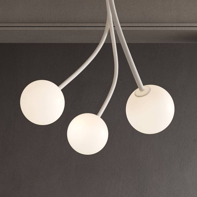 Karman Deckenlampe Moony, weiß, 3-flammig, Höhe 150 cm, Glas von Karman
