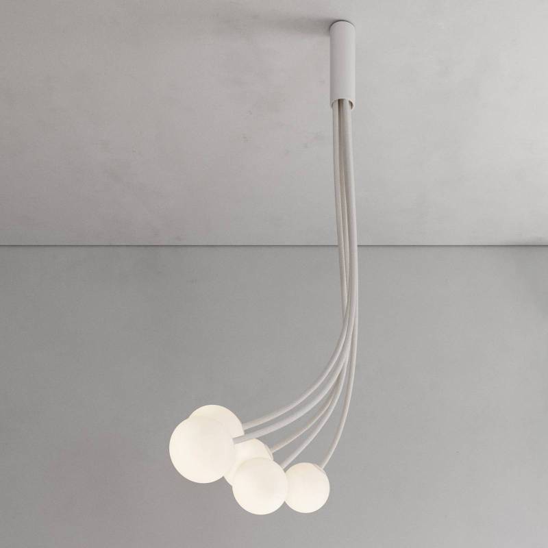 Karman Deckenlampe Moony, weiß, 5-flammig, Höhe 150 cm, Glas von Karman