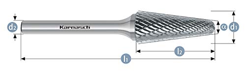 KARNASCH 113081047 Fräsbolzen aus Hartmetall, konisch, gerade Spitze, KEL-Form, HP-3 Zähne, von Karnasch