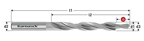 Karnasch 401020030 Stufenbohrer Bi-Durchmesser Hss-Xe, DIN 8376, 180°, mittlerer Grad für Durchgangsbohrung, für Gewinde Ø M3, 3,4 mm, Durchmesser der Schneide, 9,5 mm, Länge 6,5 mm von Karnasch