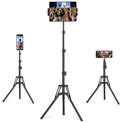 Karoten Tablet Stativ Halterung, Tablet Halter Stativ Bodenständer Einstellbar bis zu 160CM/65 Zoll, iPad Halterung Stativ, Tablet Halterung für Alle 4.7-13.5 Zoll Tablets und Handys von Karoten