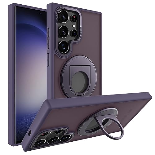 Karrint Design für Samsung Galaxy S22 Ultra Hülle mit Ringhalter [Kompatibel mit MagSafe] Kratzfeste, durchscheinende matte Schutzhülle mit magnetischem Ständer für Galaxy S22 Ultra, Violett von Karrint