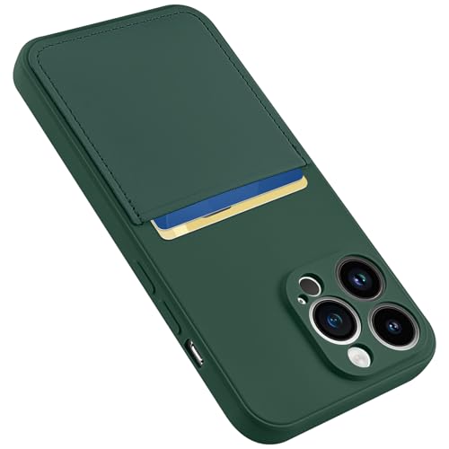 Karrint Schutzhülle für iPhone 13 Pro, mit Kartenhalter, für Damen und Herren, weiche Flüssigsilikon-Hülle, Mikrofaser-Innenfutter, vollständiger Kameraschutz, stoßfest, dünn, Brieftasche, Grün Karrint Schutzhülle für iPhone 13 Pro, mit Kartenhalter, für Damen und Herren, weiche Flüssigsilikon-Hülle, Mikrofaser-Innenfutter, vollständiger Kameraschutz, stoßfest, dünn, Brieftasche, Grün von Karrint