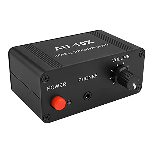 Karriter AU-10X NE5532 Audiosignal-Vorverstärker Kopfhörer Vorverstärker Board Gain 20 dB RCA 3,5 mm Lautstärkeregler Ton DC 12 V von Karriter