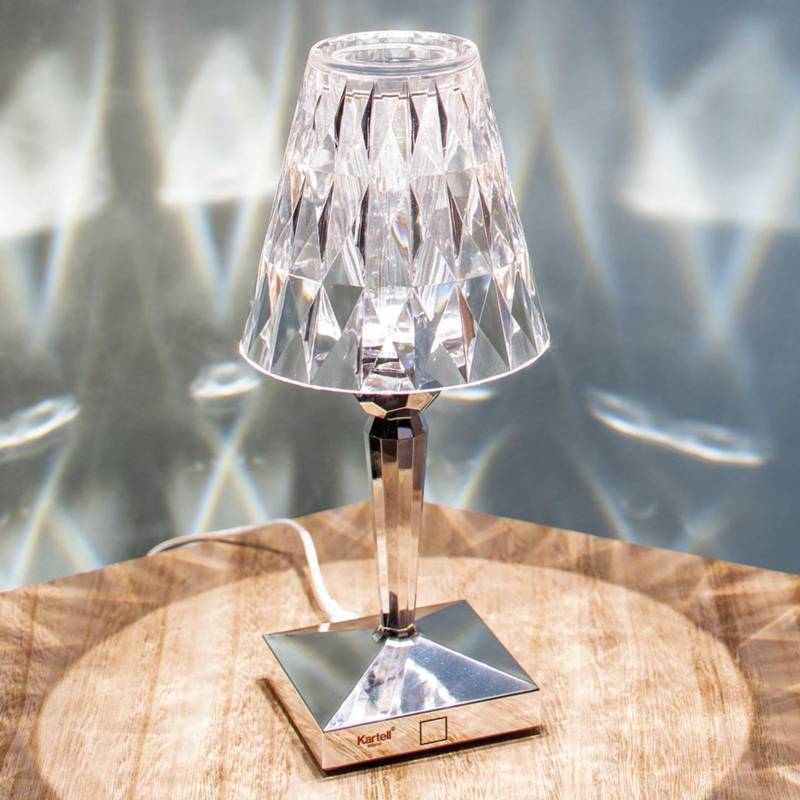 Kartell LED-Akku-Tischlampe Battery, 30cm, chromfarben, IP54 von Kartell