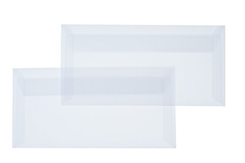 100 / Briefumschläge/Transparente/Weiß/Din lang / 11 x 22 cm/mit Haftstreifen/Grammatur 120 g/m² von Karten24Plus
