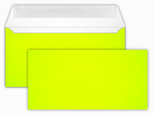 25 / Briefumschläge/Neon Yellow/Gelb/Din lang / 11 x 22 cm/mit Haftstreifen/Grammatur 100 g/m² von Karten24Plus