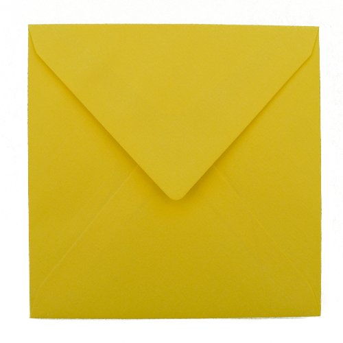 25 quadratische Briefumschläge - Gelb 146 x 146 mm 14,6 x 14,6 cm - Dreieckslasche mit Innenfutter / Verschluss: Feuchtklebend / Grammatur: 100 g/m² von Karten24Plus