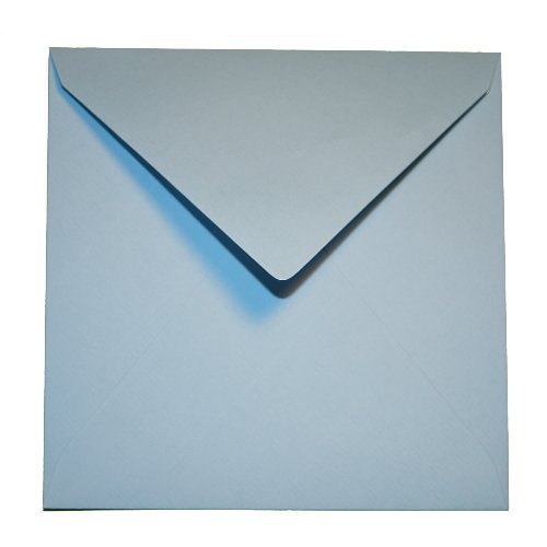 25 quadratische Briefumschläge - Hellblau 145 x 145 mm 14,5 x 14,5 cm - Dreieckslasche mit Innenfutter/Verschluss: Feuchtklebend/Grammatur: 100 g/m² von Karten24Plus
