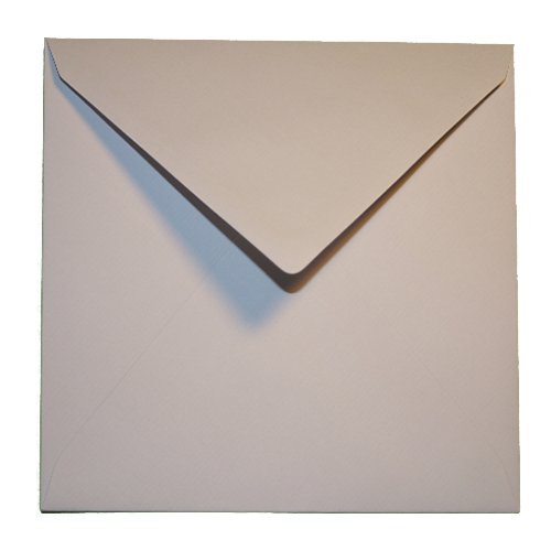 25 quadratische Briefumschläge - Hellgrau 145 x 145 mm 14,5 x 14,5 cm - Dreieckslasche mit Innenfutter/Verschluss: Feuchtklebend/Grammatur: 100 g/m² von Karten24Plus