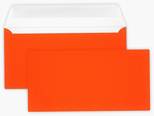 50 / Briefumschläge/NEON Orange/Din lang / 11 x 22 cm/mit Haftstreifen/Grammatur 100 g/m² von Karten24Plus