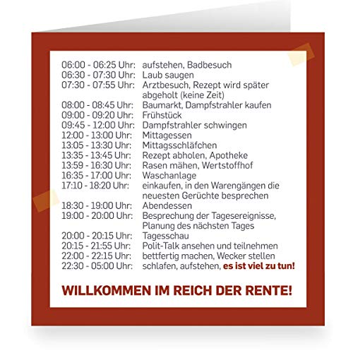 1x Große moderne Rentenkarte: Keine Zeit für Ruhestand • quadratisch, 15,5x15,5cm • Glückwunschkarten Set um Abschied, Pensionierung von Kollegen, Freunden, Mitarbeitern von Kartenkaufrausch