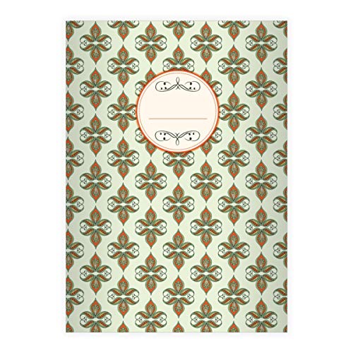 2 Edle Vintage DIN A5 Schulhefte, Schreibhefte mit dekorativem, floralem Paisley, hellgrün Lineatur 4 (liniertes Heft 16 Blatt/32 Seiten) Notizheft, Kladde für Schule, Universität, Büro von Kartenkaufrausch