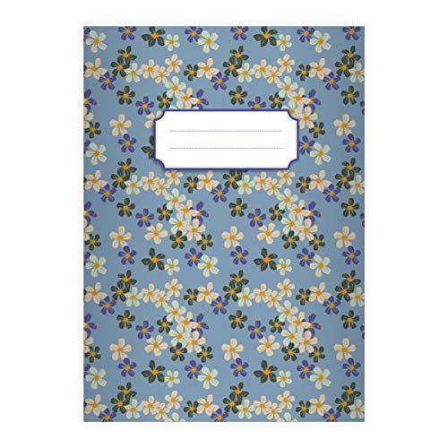2 Elegante Vintage DIN A5 Schulhefte, Schreibhefte mit klassischen Retro Streublumen, blau Lineatur 6 (blanko Heft 16 Blatt/32 Seiten) Notizheft, Kladde für Schule, Uni, Büro von Kartenkaufrausch