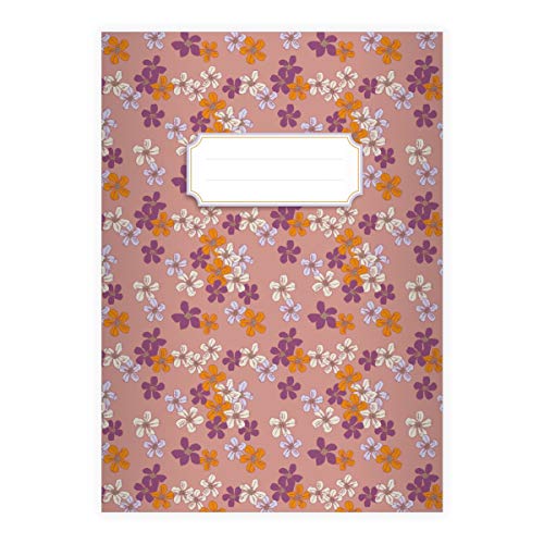 2 Elegante Vintage DIN A5 Schulhefte, Schreibhefte mit klassischen Retro Streublumen, rosa Lineatur 6 (blanko Heft 16 Blatt/32 Seiten) Notizheft, Kladde für Schule, Uni, Büro von Kartenkaufrausch