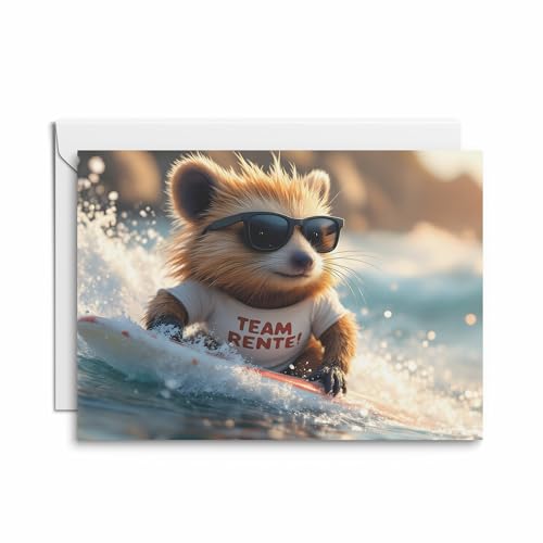 Humorvolle Karte zur Rente mit Frettchen auf Wellen: Team Rente! Ein origineller Abschied Geschenk-Beileger für Freunde, Kollegen oder Mitarbeiter. Jung geblieben und witzig! von Kartenkaufrausch