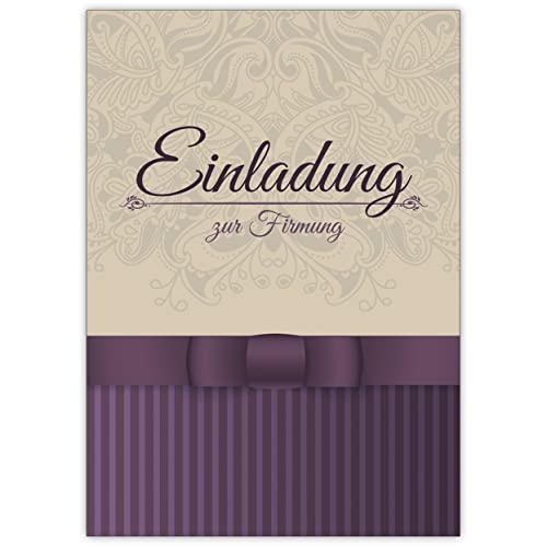 Im 5er Set: Klassisch elegante Einladung zur Firmung in beige, lila • schöne Gruss Klappkarten Set mit Umschlägen für beste Freunde und Lieblingsmenschen von Kartenkaufrausch