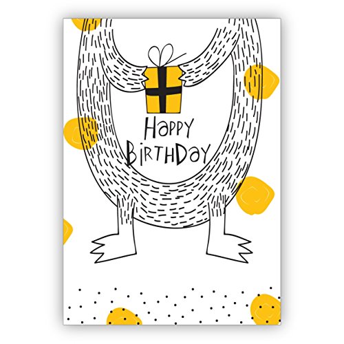 Kartenkaufrausch 1 Monster coole Geburtstagskarte nicht nur für Kinder: Happy Birthday • schöne Glückwunschkarte mit Umschlag für beste Freunde und Lieblingsmenschen von Kartenkaufrausch