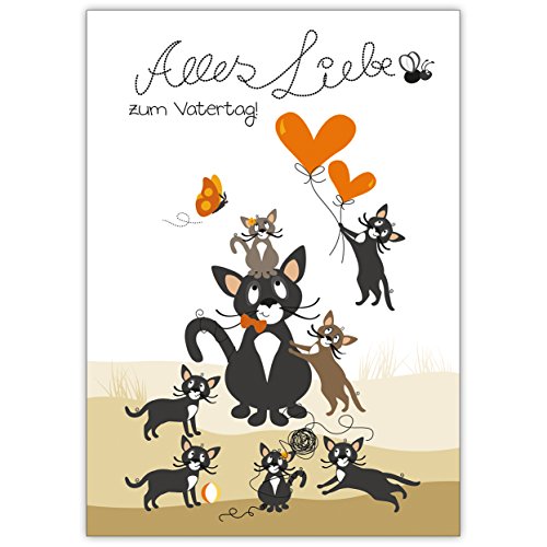 Kartenkaufrausch 1 liebevolle Vatertagskarte: mit diesem coolen Kater und seinen KätzchenAlles Liebe zum Vatertag! • schöne Grußkarte mit Umschlag, hochwertig und schön von Kartenkaufrausch