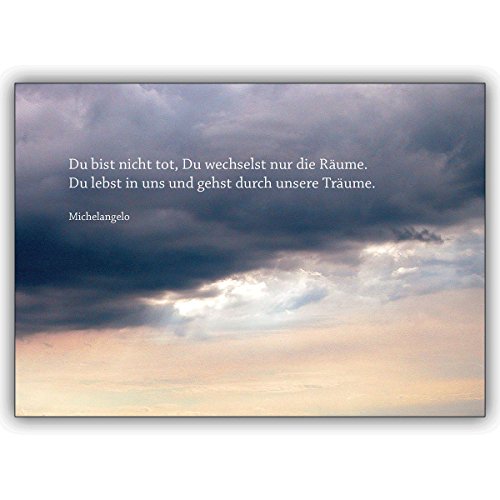 Kartenkaufrausch 1 tröstende Trauerkarte, mitfühlende Kondolenzkarte als Trost: mit Abend Himmel: Du bist nicht tot, Du wechselst nur die Räume. – Beistandskarte um zu kondolieren von Kartenkaufrausch