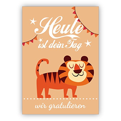Kartenkaufrausch 10 Grußkarten Super süße Glückwunschkarte/Geburtstagskarte mit Tiger nicht nur für Kinder: Heute ist dein Tag - wir gratulieren • Glückwunsch Geschenk-karten mit Umschlägen Kartenkaufrausch 10 Grußkarten Super süße Glückwunschkarte/Geburtstagskarte mit Tiger nicht nur für Kinder: Heute ist dein Tag - wir gratulieren • Glückwunsch Geschenk-karten mit Umschlägen von Kartenkaufrausch