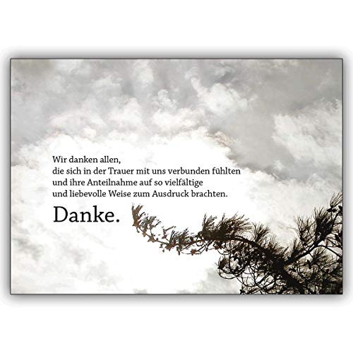 Kartenkaufrausch 10 Trauer Dankeskarten (10er Set): Trauer Dankeskarte mit Himmel: Wir danken allen, die sich in der Trauer. | Danksagung Premium-Trauerkarten-Set mit Umschlägen von Kartenkaufrausch