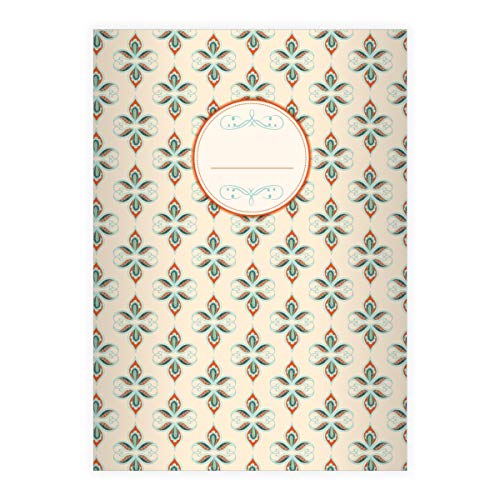Kartenkaufrausch 4 Edle Vintage DIN A5 Schulhefte, Schreibhefte mit dekorativem, floralem Paisley, beige Lineatur 4 (liniertes Heft 16 Blatt/32 Seiten) Notizheft, Kladde für Schule, Universität, Büro von Kartenkaufrausch